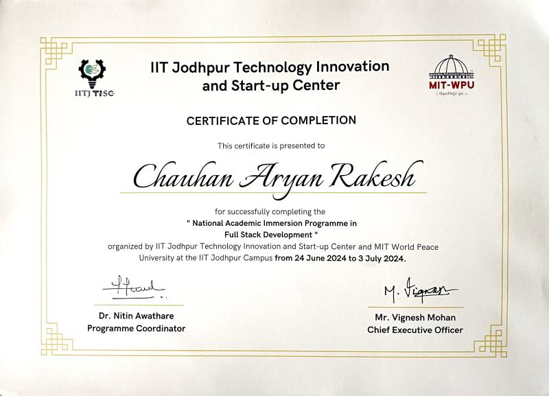 IIT-JODHPUR Offline | Full Stack Web Development