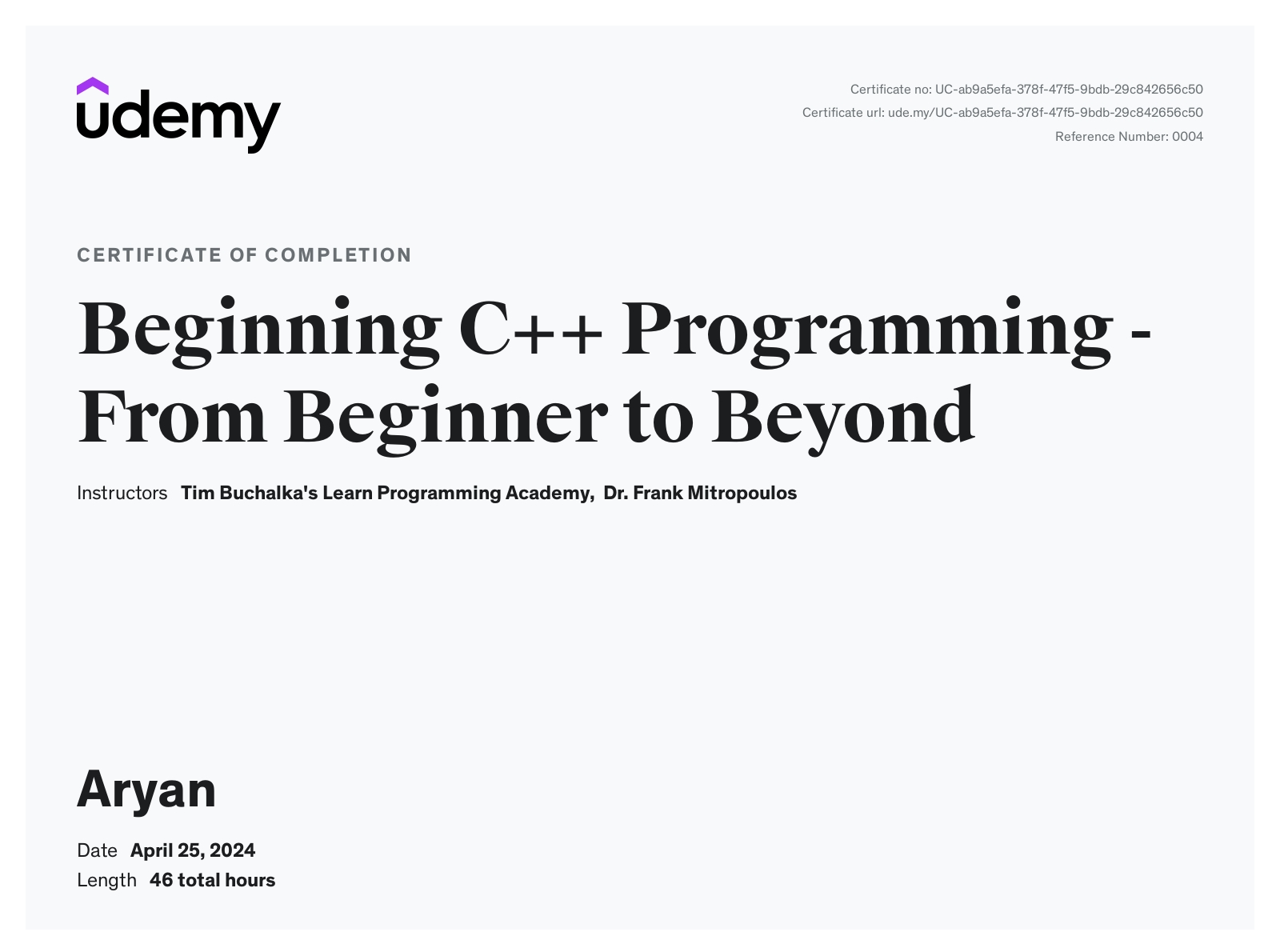 Udemy | C++ Programming: From Beginner to Beyond